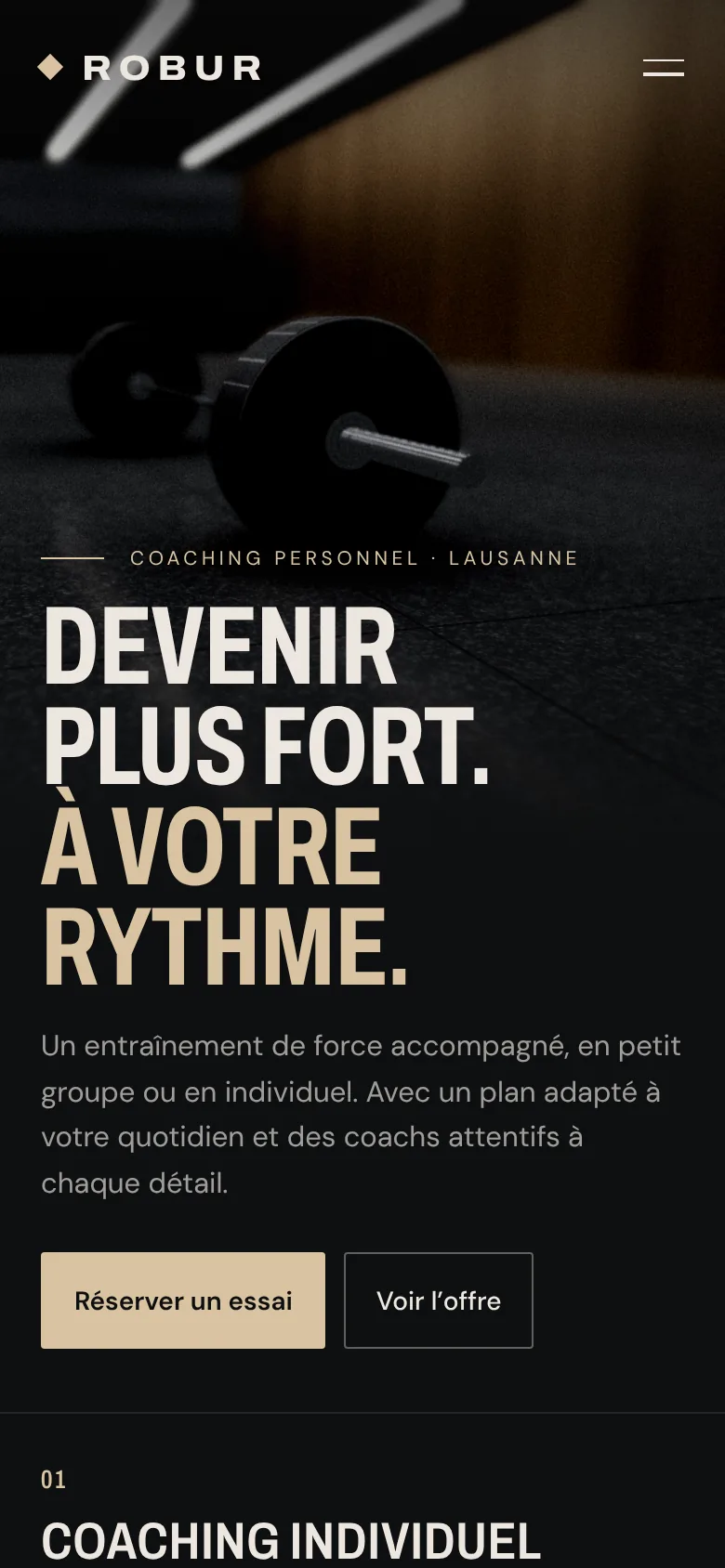 Exemple de design: Studio de fitness (Studio Robur, marque fictive)