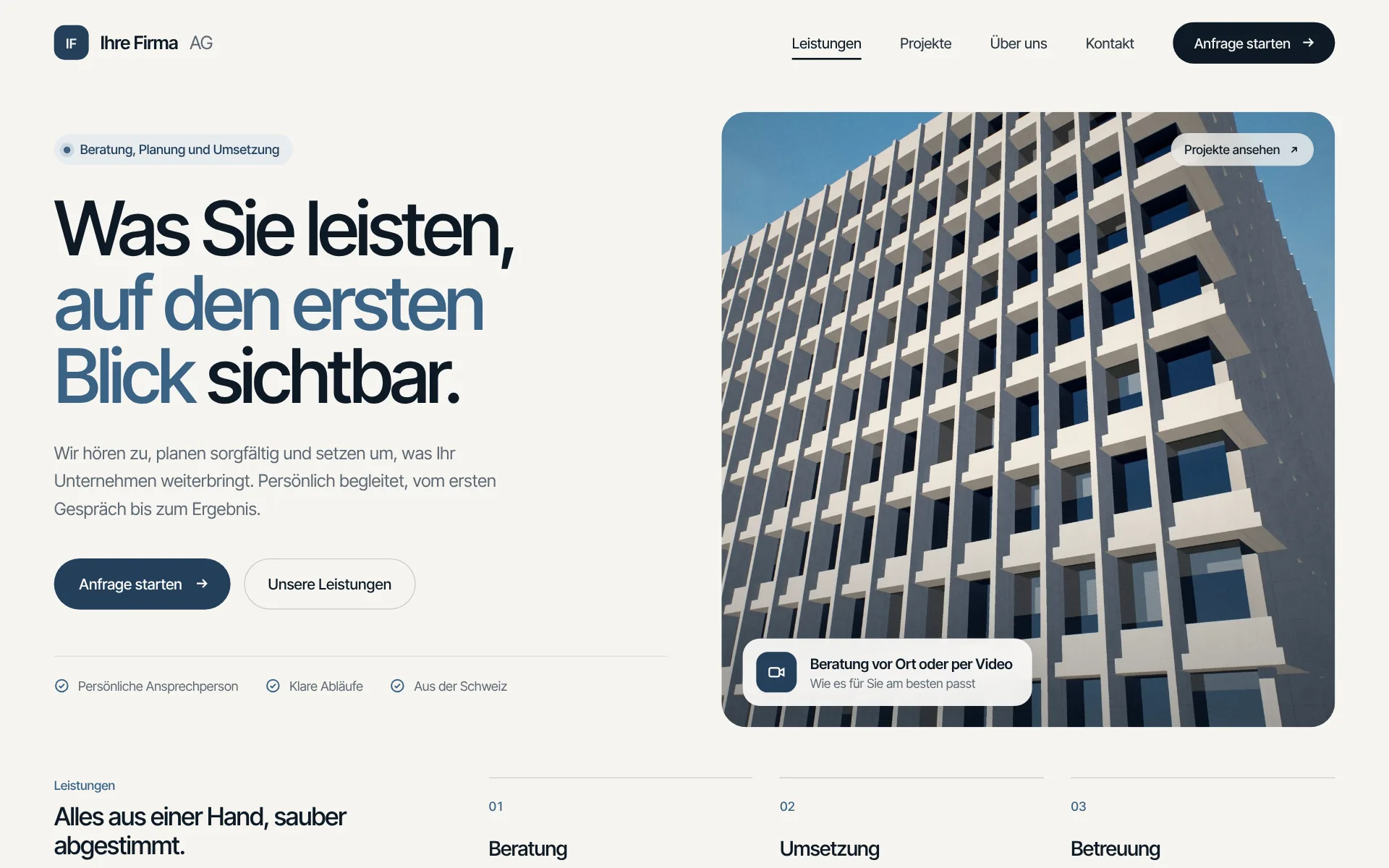 Beispiel-Design: Unternehmen (Ihre Firma, fiktive Marke)