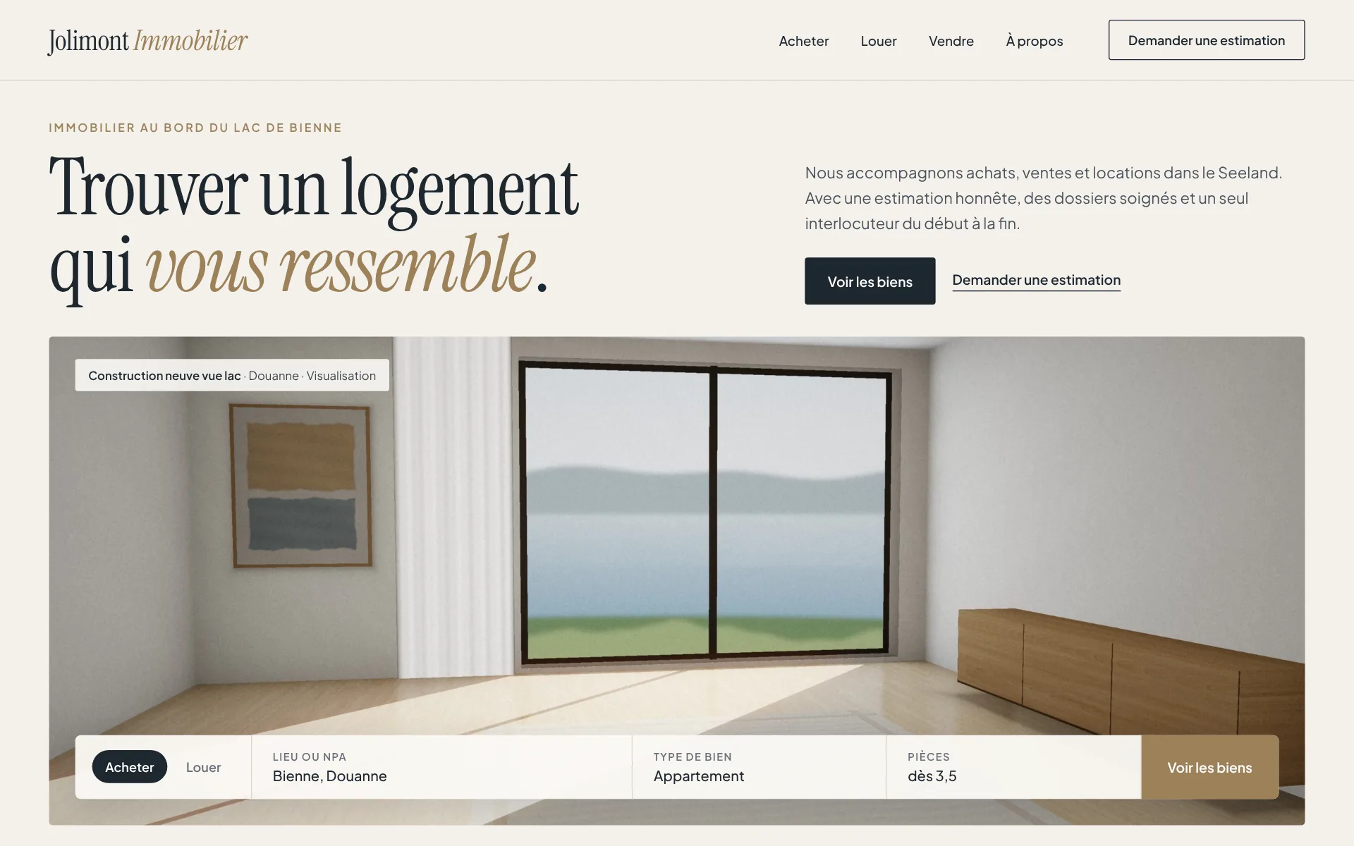 Exemple de design: Immobilier (Jolimont Immobilier, marque fictive)