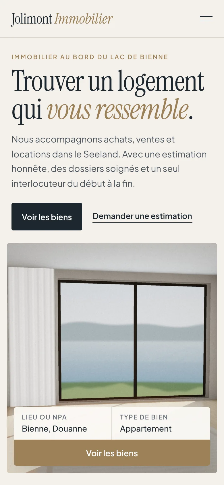 Exemple de design: Immobilier (Jolimont Immobilier, marque fictive)