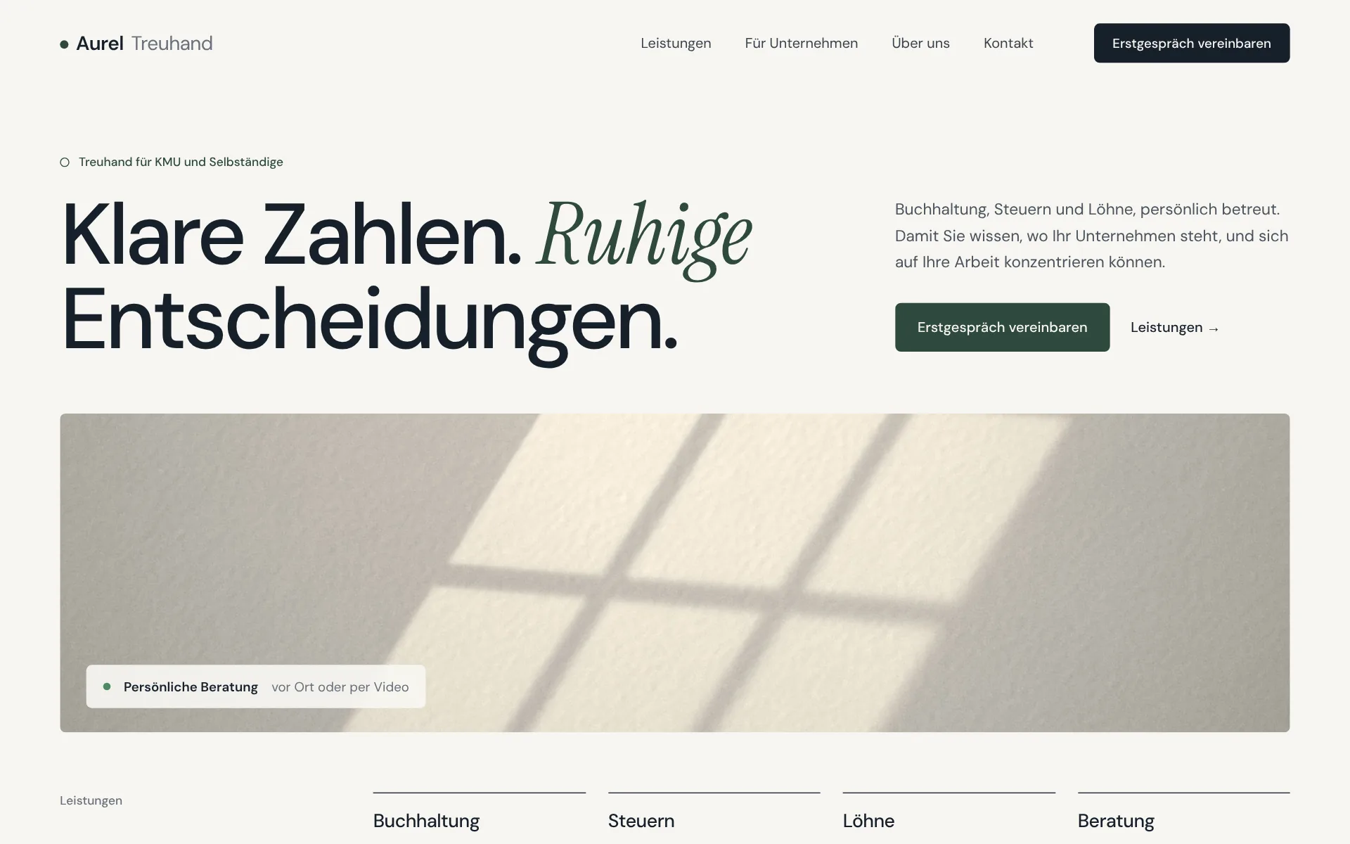 Beispiel-Design: Treuhand (Aurel Treuhand, fiktive Marke)
